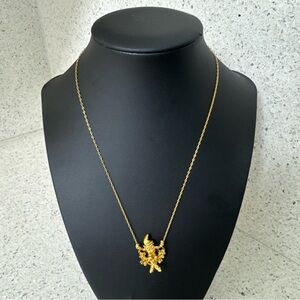 Vtg Franklin Mint 24K Gold Plated LUCKY Leprechaun and Clover Necklace 1980s 17"